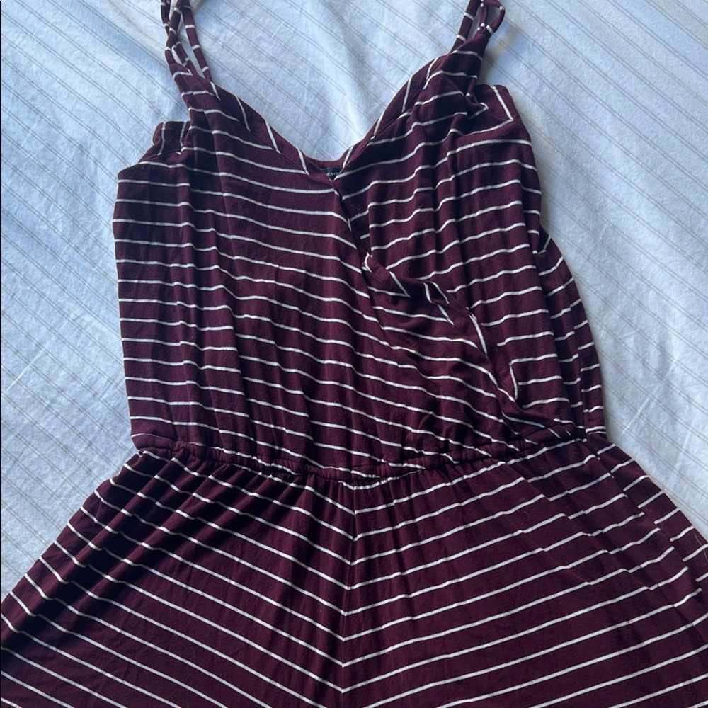 Striped Burgundy Romper